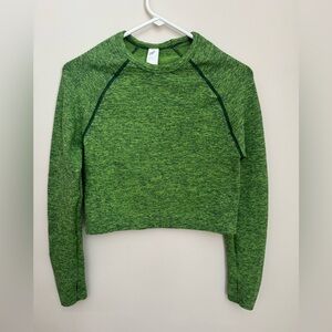 Fabletics Bri Ribbed Long Sleeve Cropped Top Women’s Size XL Green Activewear